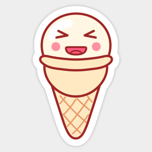 Laughing Ice Cream Emoji Minimal Sticker